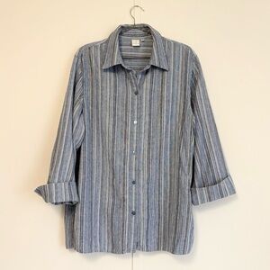 Jones New York Women’s Linen Blue Striped Shirt L